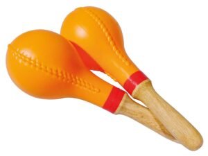 maracas, plastic, large model, pair, orange