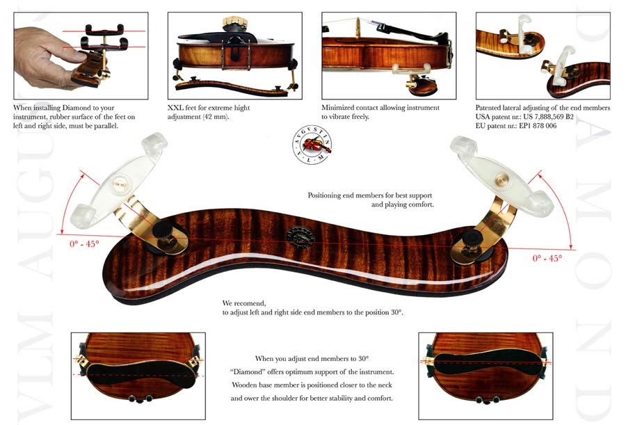 shoulder rest for violin, flamed maple, dark varnished, fits 4/4- 3/4 - Afbeelding 4