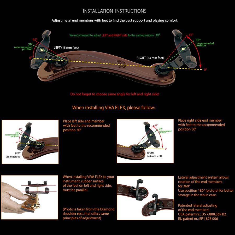 shoulder rest for violin, synthetic materials, black, fits 1/16-1/32 - Afbeelding 3