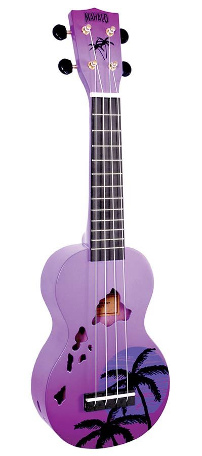 soprano ukulele hawaii, purple burst, with bag