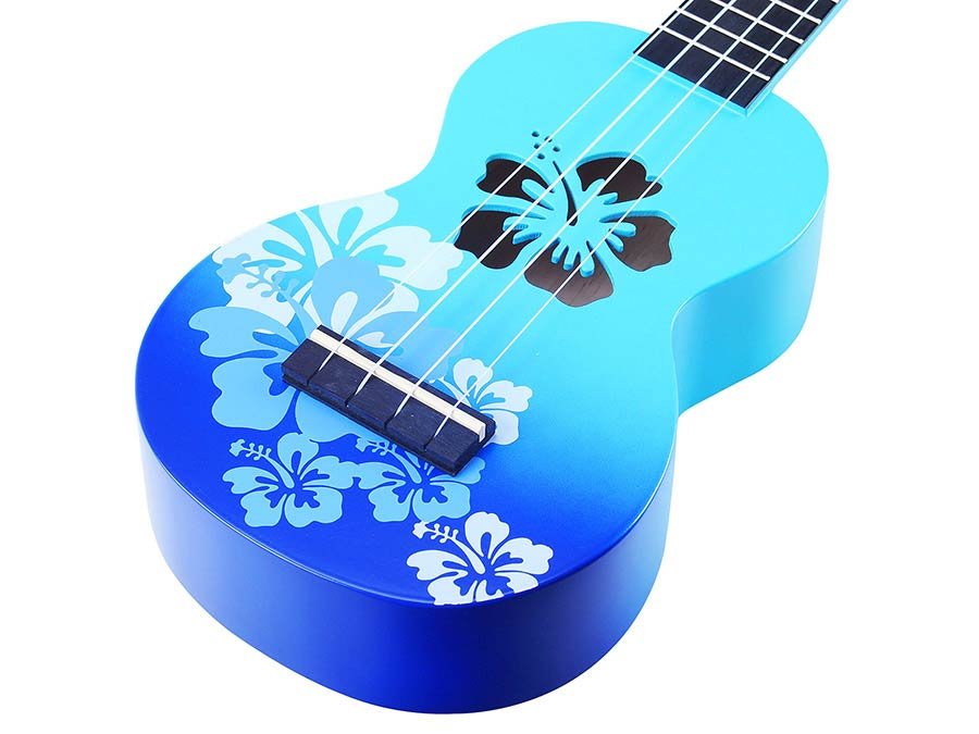 soprano ukulele hibiscus, blue burst, with bag - Afbeelding 6