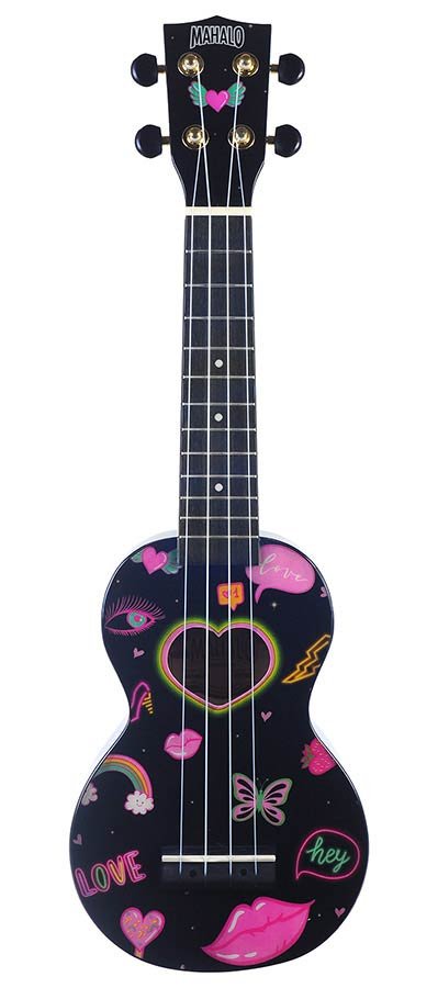soprano ukulele heart, black, with bag - Afbeelding 2