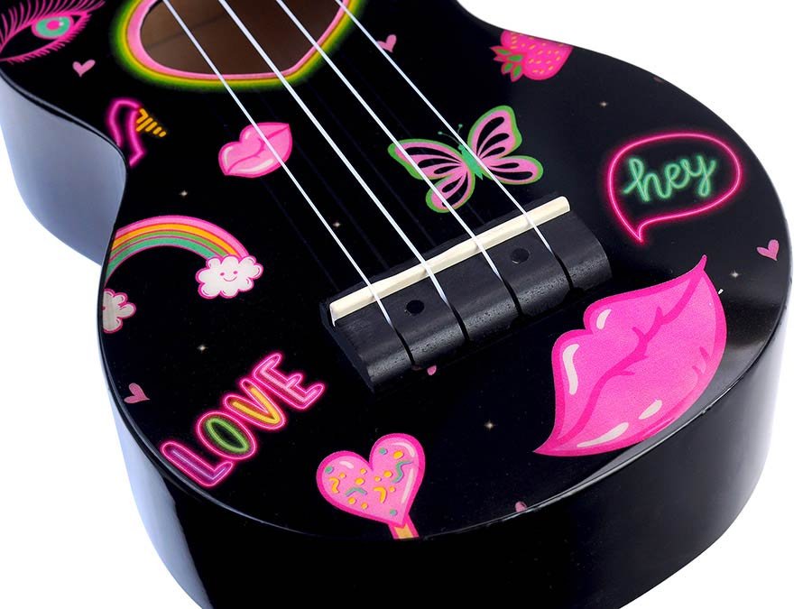 soprano ukulele heart, black, with bag - Afbeelding 4