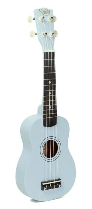 soprano ukulele with guitar machine heads, light blue