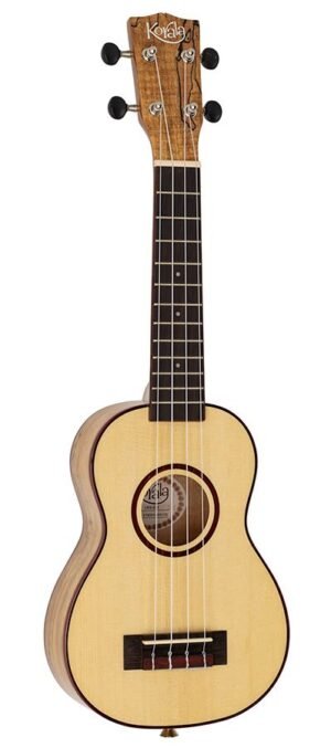 soprano ukulele, solid spruce, spalted maple back and sides